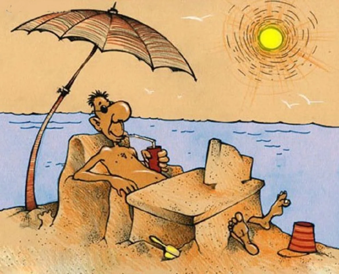 Про хотение. Карикатуры про отпуск. Юмористические рисунки. Карикатуры на пляже. Карикатуры про море.