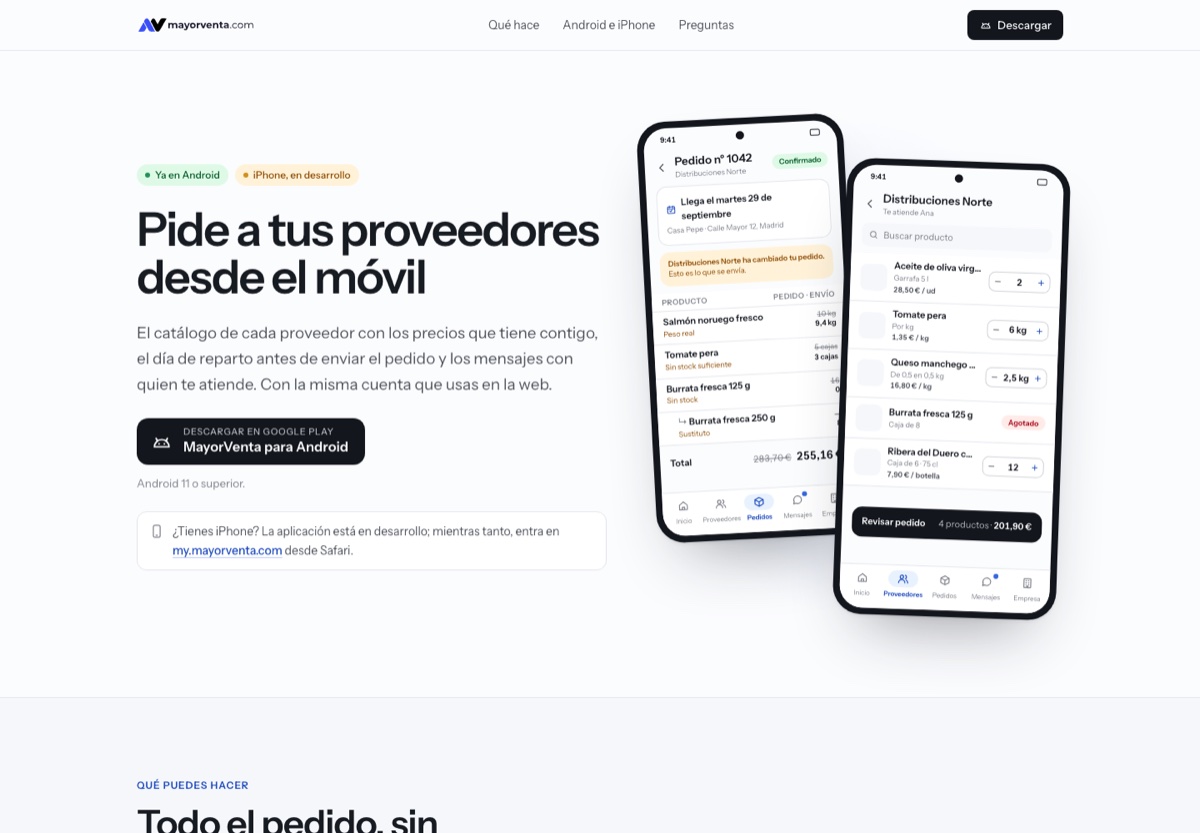 Мобильное приложение MayorVenta
